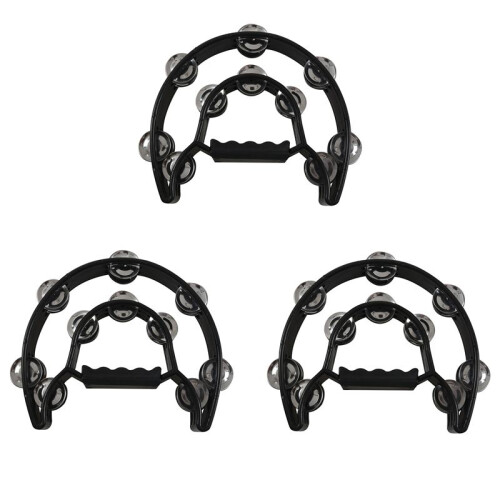 3X Compact Double Half Moon Music Tamburello Percussioni Tamborine Drum Durable