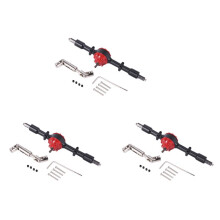 3 Set Hinter Achse Aus Metall mit Stahl Getriebe für WPL D12 B14 B24 B16 B36 C14 C24 C34 C44 RC Auto Upgrade Teile, Schwarz