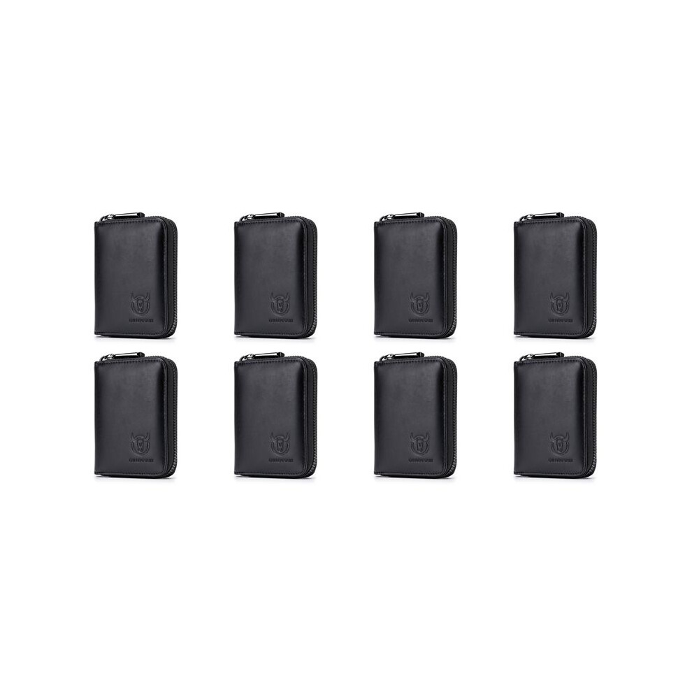 8X Bullcaptain Leather Men Wallet Card Pack Zipper Card Case Holder Credit Card Bag Short Coin Purse Black 6032031595938