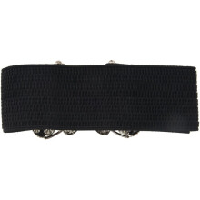 6X Women Rhinestones Accent Butterfly Hook Buckle Black Elastic Cinch Waist Belt