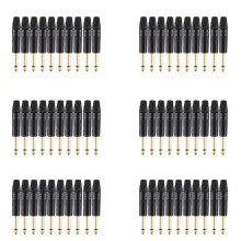 Gold Plating 60Pcs Plug Mono Professional 2 Pole 6.35 mm 6.5mm Stereo Jack Plug Neutrik 6.35mm Jack Black