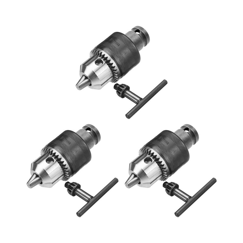 3 Set 1.5-10Mm 1/16 Inch - 3/8 Inch Capacity Key Drill Chuck Wrench Converter 1/2 Inch Socket Square Female Adapter 4713487814072