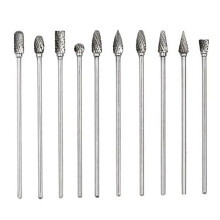 10Pc 4 Inch Long Double Cut Tungsten Solid Carbide Rotary Burrs Set 1/8 Inch(3mm) Shank Twist Drill Bit for Rotary Tools