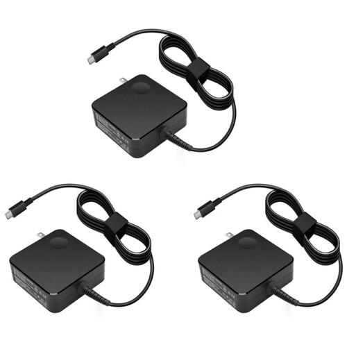 3X Suitable for  Square Notebook Portable Power Adapter 65W Type-C Port Pd Fast Charge Computer Charger US Plug