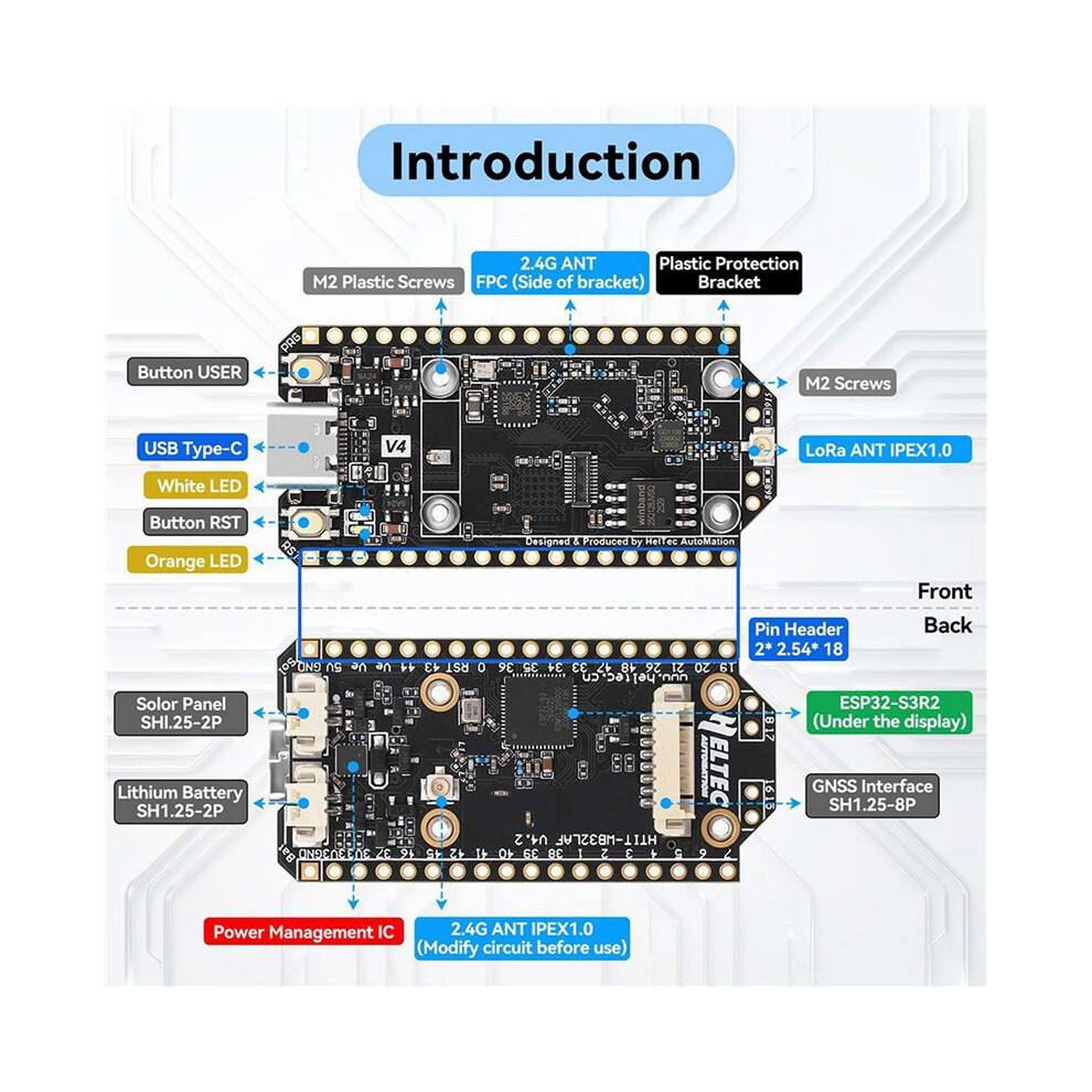 2X Meshtastic LoRa 32 V4 Development Board GPS ESP32 SX1262 Solar ...