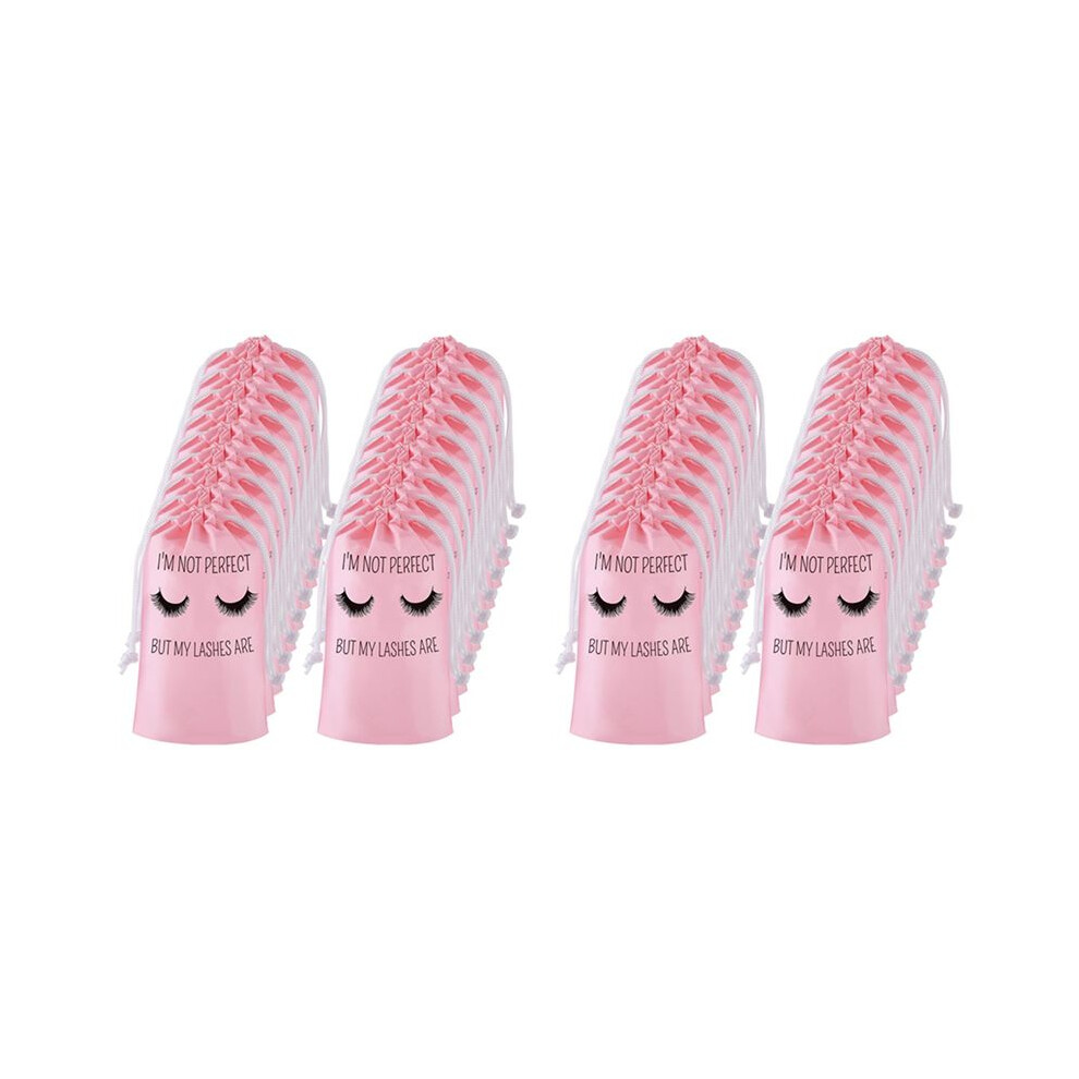 100Pcs Lash Aftercare Bags Eyelash Packaging Plastic Makeup Bag Portable Toiletry Pouch for Women with Black Drawstring