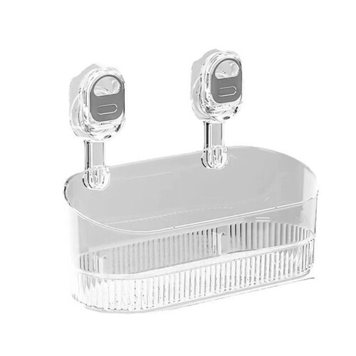 Wall-Mounted Suction Cup Kitchen Storage Box for Makeup and Skincare Organization