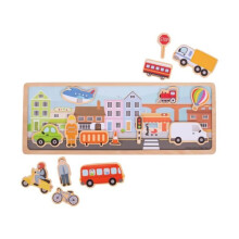 Quadro magnético - Bigjigs - Cidade - 16 peças - Brinquedo educativo - Transporte