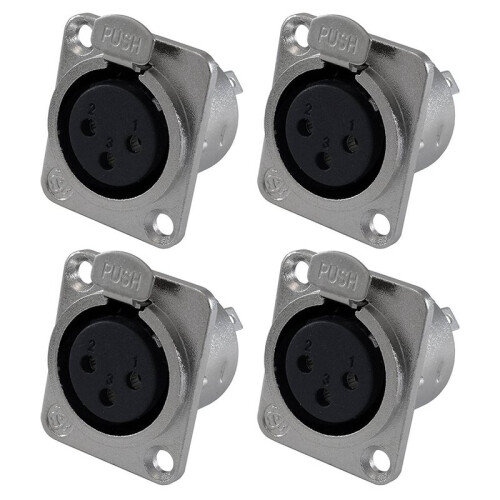 XLR Female Jack 3 Pin - Panel Mount Jacks D Series Size XLR-F - 20 PACK 1