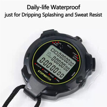 5X Digital Sports Stopwatch, 10Lap /Split Memory Stopwatch Count Down Timer, Large Display Waterproof 12/24 Hour Clock