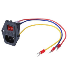 1 PZ 15A 250 V Interruttore un Bilanciere Presa di Alimentazione Modulo di Ingresso Spina 5A Interruttore con 18 AWG Cablaggio 3 Pin IEC320 C14-2 Pz