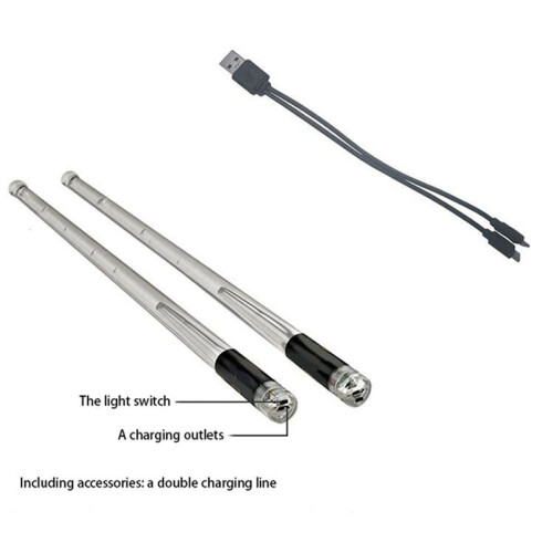 6X LED Light Emitting Drumsticks 15 Colour Gradient USB Rechargeable+ Electronic Drumsticks for Stage Performance 1