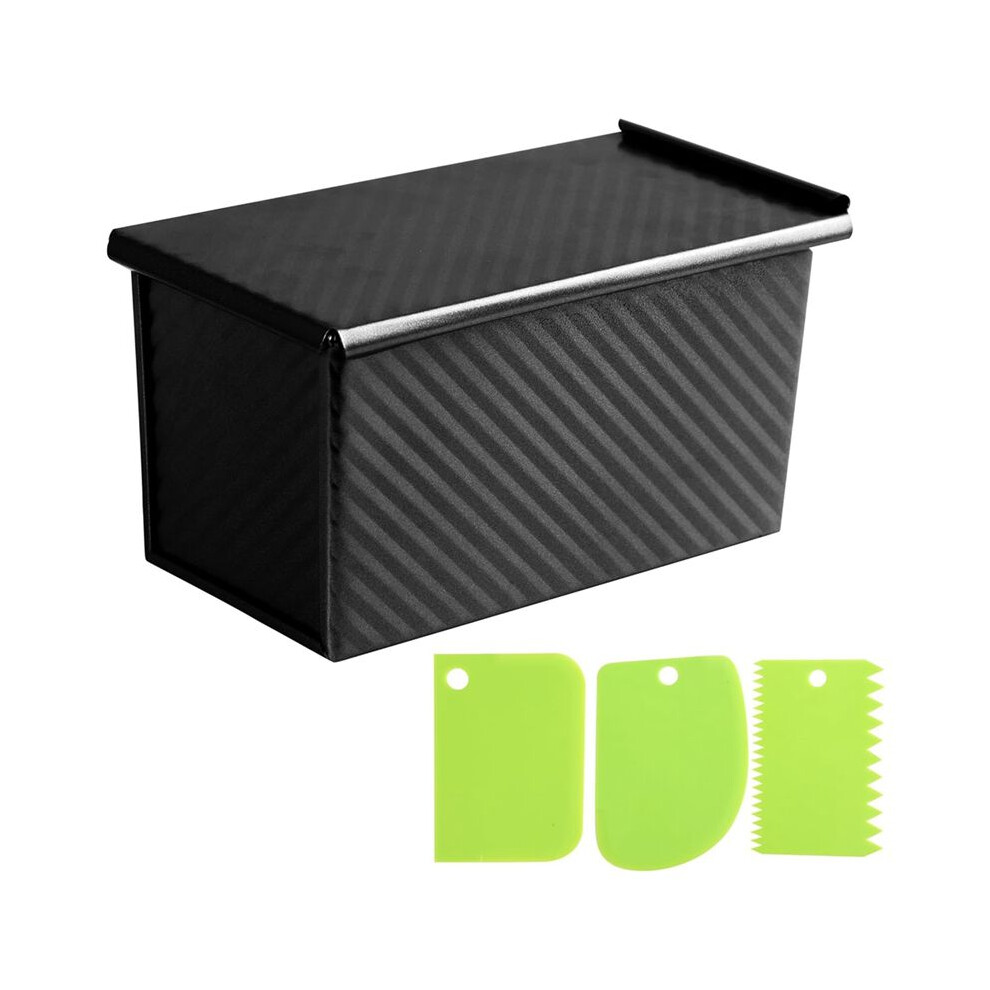 Semoic Bread Pans With Dough Scraper Cutter-Pullman Loaf Pan With Lid,Covered Bread Pan For Homemade Sandwich Bread And Baking