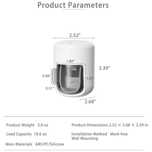 2X Automatic Toothpaste Dispenser, Wall Mounted with Visualization of Toothpaste Rate