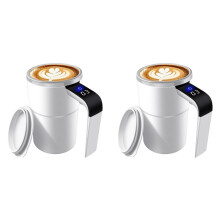 2X Mug Mélangeur Automatique, Tasse Électrique avec Agitateur Magnétique, Tasse Mélangeur Rechargeable avec Affichage de la Température