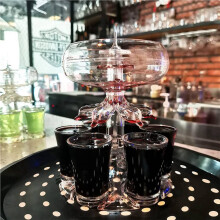 3X Party Drink Dispenser with 18 Shot Glasses Set - Acrylic Touchless Liquor Dispenser for Beverage Cider Cocktail