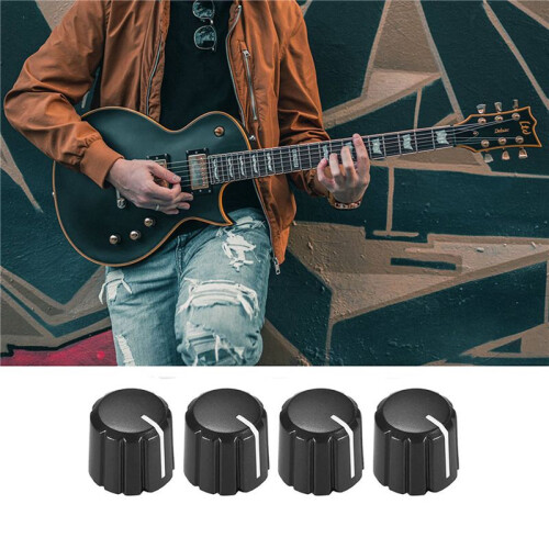 40 Stücke Potentiometer Steuerung Knobs für Elektrische Gitarre Volume Tone Knobs Schwarz D Typ 6mm 1