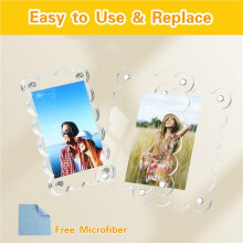 20 Pack 2.36 X 3.54 Inch Acrylic Fridge Magnetic Frame Scalloped, Double Sided Frame, Refrigerator Magnet Picture Frame