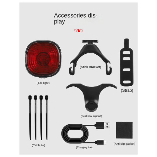 2X Bicycle Taillights,  Automatic Brake Sensor Lights,Rechargeable Waterproof Riding Taillights 2