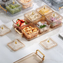 Dried Fruit Snack Serving Platter Appetizer Serving Tray Multipurpose 6 Bowls Divided Serving Bowls,Transparent-White