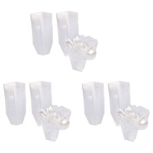 Pack of 150 Dessert Cups with Spoons, 60Ml Dessert Bowls Set, DIY Plastic Dessert Cups, Reusable Trapezoid Cups Set