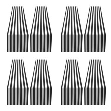 Striped Table Runner Polyester Table Decor Tablecloth for Indoor Outdoor Events Family Dinner(Black and White,8 Pack)