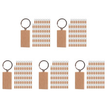 300Pcs Blank Rectangle Wooden Key Chain DIY Wood Keychains Key Tags Can Engrave DIY Gifts