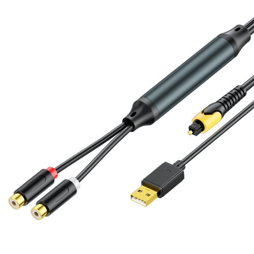 2X Digital Optical to 2RCA Audio Conversion Cable TV Projector Optical Digital Audio Output to Amplifier and Speakers 2