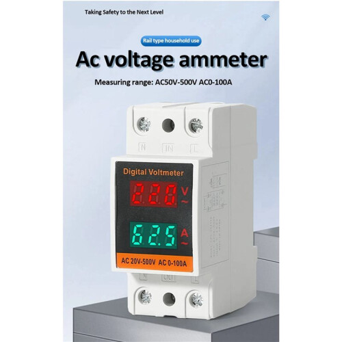 3X Dual Display Combination Rail Type Single Phase Digital Meter Digital Din Rail Power Meter AC Voltmeter Ammeter 2
