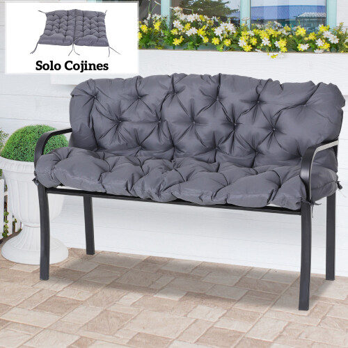 Outsunny Cojín para Banco Gris 132 x 110 x 10 cm 1