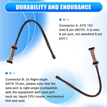 HDD Power Cable Right-Angle 15 Pin X2 to 6 Pin ATX Adapter for Inspiron 3653 3650 Series Compatible