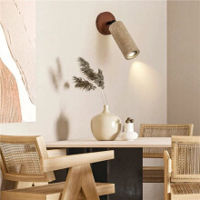 2X Applique Murale Rotative en Travertin Jaune Couleur Noyer, Moderne et Simple, pour Salon, Couloir, Entrée