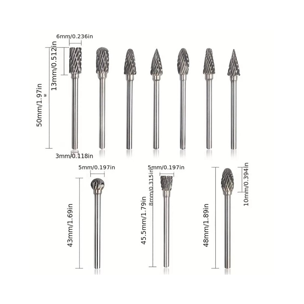 20Pcs Tungsten Carbide Grinding Bit Set For Precision Deburring & Polishing - Dual-Cut, Rotary Tool Compatible 4714075621102