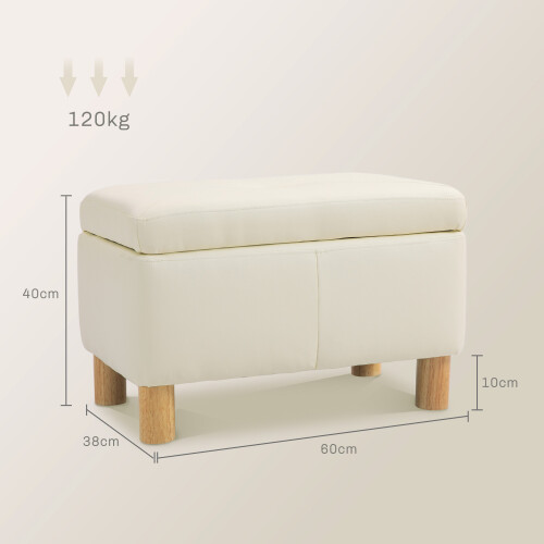 Homcom Taburete con Almacenaje Beige 60 x 38 x 40 cm 2