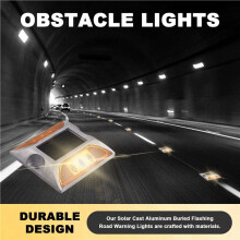 6X Solar Cast Aluminum Buried Flashing Road Warning Lights Night Flashing Obstacle Lights for Highways and Lanes Lights