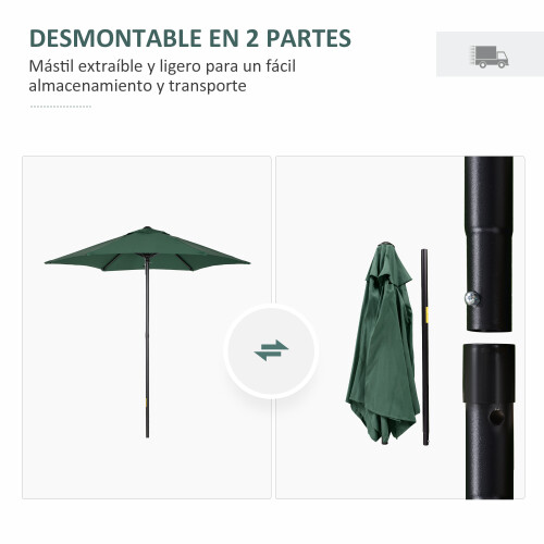Outsunny Sombrilla de Jardín Verde 196 x 196 x 204 cm 1