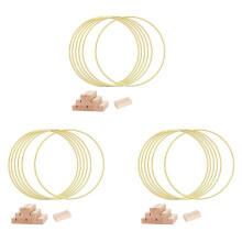 18PCS 12 Inch Large Metal Floral Hoop Centerpiece for Table, Gold Wreath Ring with 18 PCS Wood Holder Stands, Hoop Rings