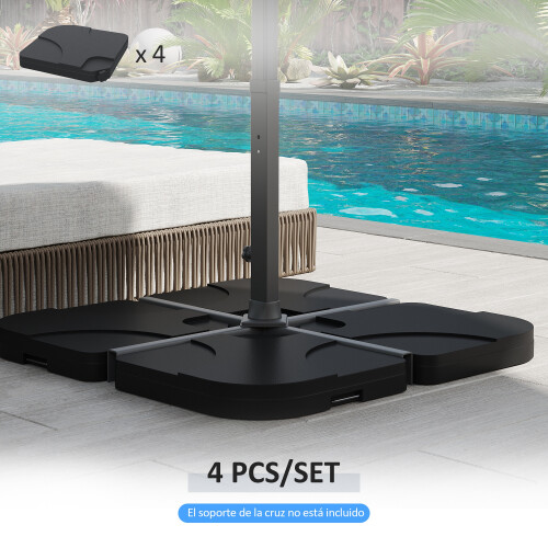Outsunny Base de Sombrilla Negro 50 x 50 x 7.5 cm 2