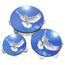 3 Piece Wooden Tambourine Set 6 8 10 Inch Double Row Bells for Kids and Adults Durable Frame