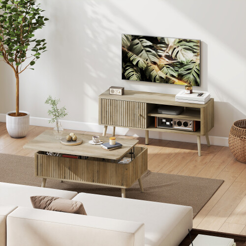Homcom Mesa de Centro Marrón 91 x 56 x 43 cm 1