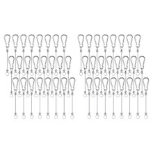 48 Pieces Beadable Keychain Bars Silver Bead Keychain Bulk DIY Blank Keychain Bar for Bead Snap Hook Keychain for DIY