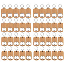 40Pcs Wood Bottle Opener Wooden Keychain Bottle Openers Blanks Wood Engraving Key Chains Key Tag for DIY Crafts
