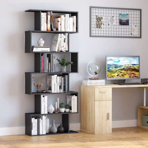 Homcom Estantería librería Negro 80 x 24 x 191 cm 1