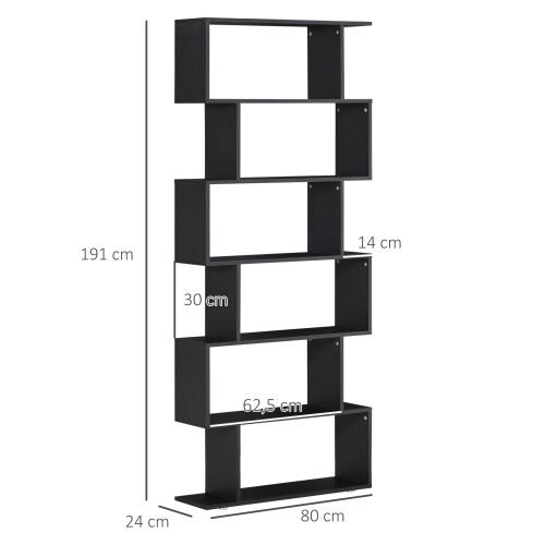 Homcom Estantería librería Negro 80 x 24 x 191 cm 2