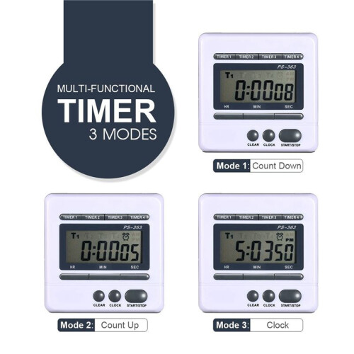 2X Digital Countdown Timer 4 Channel Count  Down Kitchen Cooking Timer Clock