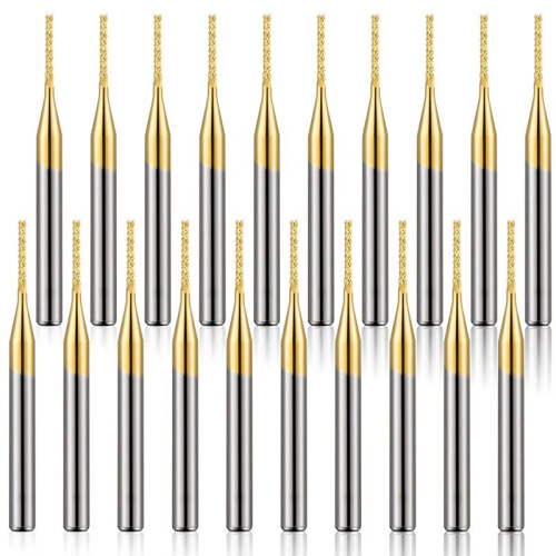 20 Pcs 1/8 Inch 1mm End Mill Bits Titanium Coat Carbide Engraving Milling Cutter CNC Router Bits for PCB Machine