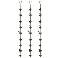 3X Rain Chains for Gutters Mobile Birds Cups Rain Chimes 7.8Ft Rain Chimes with Attached Hanger and Birds