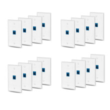 24x Cat6 Ethernet Wall Plate Outlet 1 Port RJ45 Network Female to Female Wall Coupler Jack Plate White &