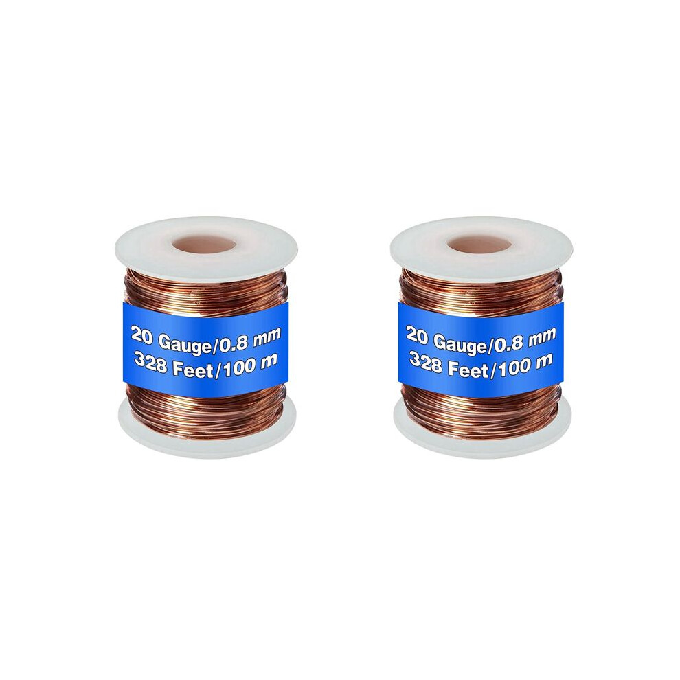 2X 99.9% Dead Soft Copper Wire, 20 Gauge/ 0.8 Mm Diameter, 328 Feet/ 100 M, 1 Pound Spool Pure Copper Wire 4713924591191