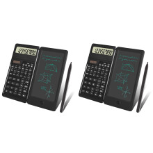2X Scientific Calculators,12-Digit LCD Display Desk Calculator with Notepad, Solar and Battery Dual Power
